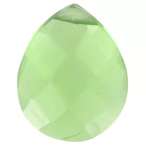 Perle goutte facettée - briolette plate 12x10mm imit gemme Hydro Tourmaline verte