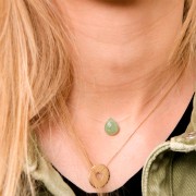 Perle goutte facettée - briolette plate 12x10mm imit gemme Hydro Tourmaline verte