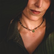 Perle goutte facettée - briolette plate 12x10mm imit gemme Hydro Tourmaline verte