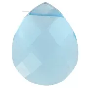 Perle goutte facettée - briolette plate 12x10 mm imitation gemme Hydro Blue Topaze