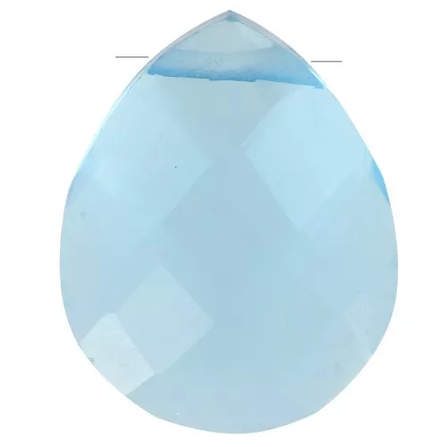 Perle goutte facettée - briolette plate 12x10 mm imitation gemme Hydro Blue Topaze