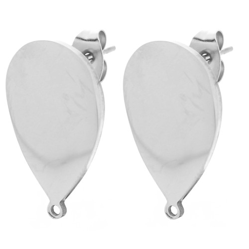 Clous d'oreilles goutte 22x14 mm - Acier inoxydable 304 x2