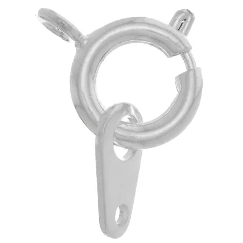 Fermoir à ressort avec attache tag 9 mm - Argenté x1
