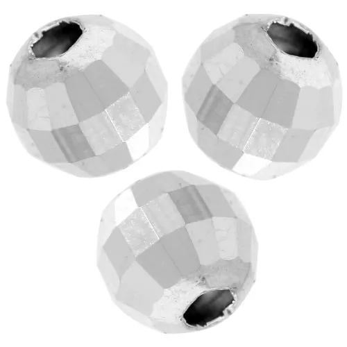 Perle ronde facettée - boule à facettes - 8 mm - Argent 925 x1