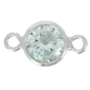 Intercalaire rond 4.5 mm avec oxyde de Zirconium - Aquamarine - Argent 925 x1