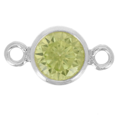 Intercalaire rond 4.5 mm avec oxyde de Zirconium - Lime - Argent 925 x1