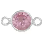 Intercalaire rond 4.5 mm avec oxyde de Zirconium - Rose - Argent 925 x1
