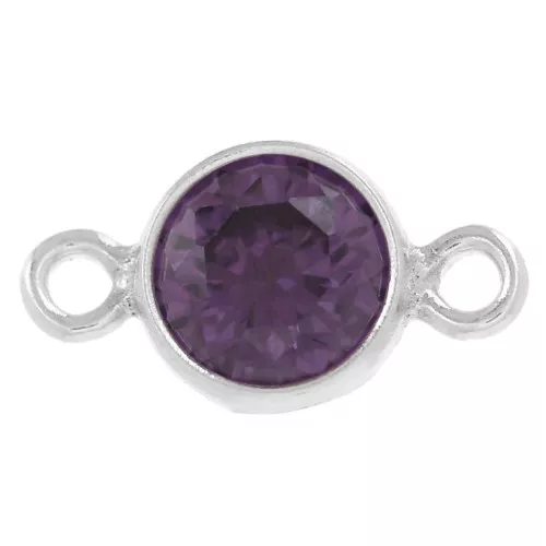 Intercalaire rond 4.5 mm avec oxyde de Zirconium - Amethyst - Argent 925 x1