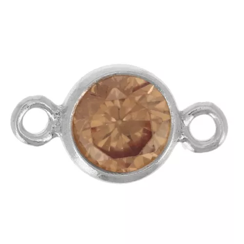 Intercalaire rond 4.5 mm avec oxyde de Zirconium - Champagne - Argent 925 x1