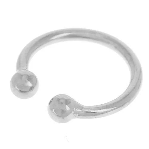 Bague d'oreille fine 13 mm avec boules - Placage Argent fin x1
