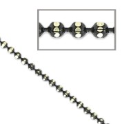 Chaîne maille boule facettée 1.5 mm Noir/doré x1m