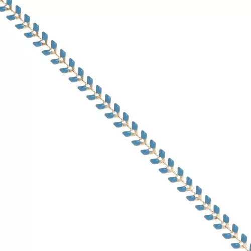 Chaîne maille chevron en épis résine époxy 6.3 mm Bleu doré x 20cm