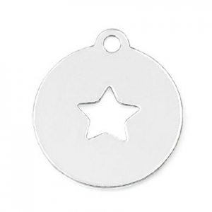 Breloque médaille étoile 13 mm en Argent 925 x1