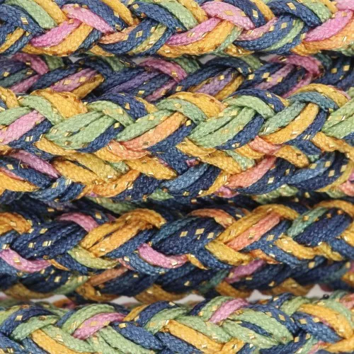 Cordon en nylon tressé 5 mm - Bleu marine - rose - vert - doré x2m