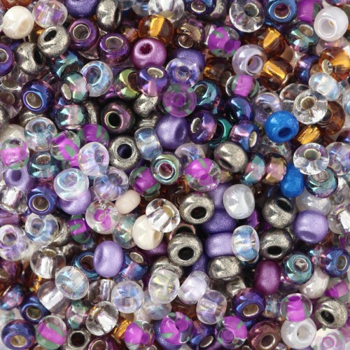 Perles rocailles Preciosa 8/0 - 3 mm - Mix Silver Purple x20g