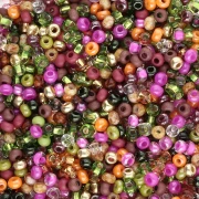 Perles rocailles Preciosa 11/0 2 mm - Mix Vert - Rose - Orange - Doré x20g