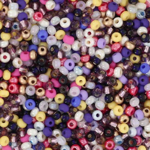 Perles rocailles Preciosa 11/0 2 mm - Mix Jaune - Violet - Noir x20g