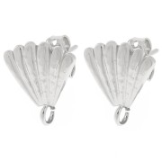 Clous d'oreilles coquillage 15x14 mm - Placage argent fin x2