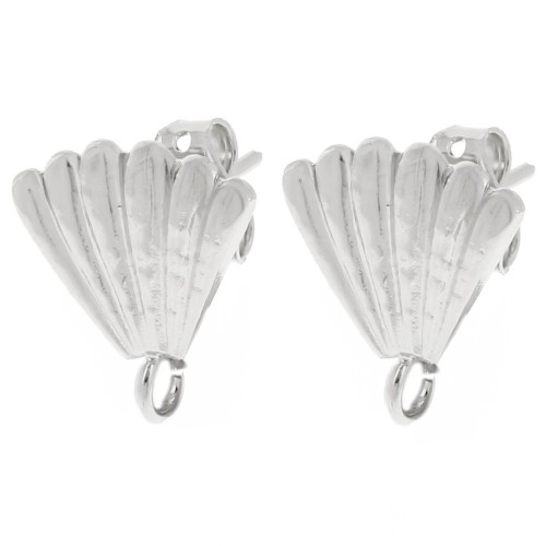 Clous d'oreilles coquillage 15x14 mm - Placage argent fin x2