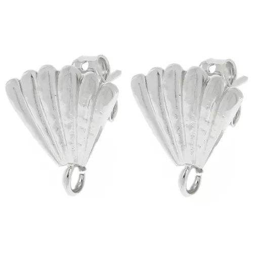 Clous d'oreilles coquillage 15x14 mm - Placage argent fin x2