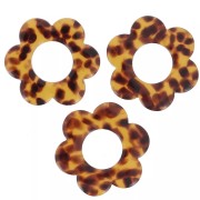 Pendentifs fleur 18 mm en acétate - Terrazzo Marron - Noir x10|raw }}