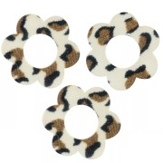 Pendentifs fleur 18 mm en acrylique - Guépard Marron - Noir x10