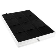 Plateau 12 compartiments 29x20cm avec mousse - valise de transport bijoux - Noir