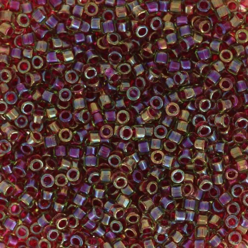 Miyuki Delica 11/0 DB1748 - Cranberry Lined Chartreuse AB x8g