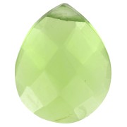 Perle goutte facettée - briolette plate 12x10 mm imitation gemme - Hydro Peridot|raw }}