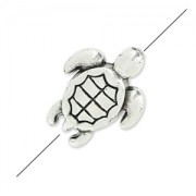 Perle mini tortue 9x7 mm Placage Argent fin vieilli x1|raw }}