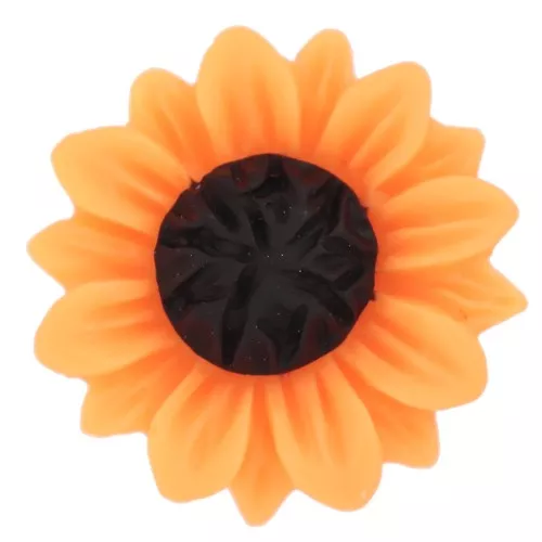 Cabochon tournesol en résine 18 mm - Orange - Marron x1