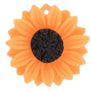 Pendentif tournesol en résine 24 mm - Orange - Marron x1|raw }}