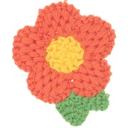 Pendentif fleur au crochet 47x40 mm - Orange - Jaune - Vert x1