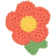 Pendentif fleur au crochet 47x40 mm - Orange - Jaune - Vert x1