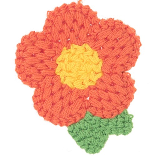 Pendentif fleur au crochet 47x40 mm - Orange - Jaune - Vert x1