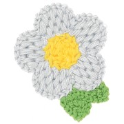 Pendentif fleur au crochet 47x40 mm - Gris - Jaune - Vert x1|raw }}