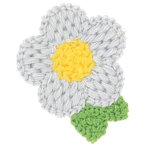 Pendentif fleur au crochet 47x40 mm - Gris - Jaune - Vert x1