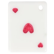 Pendentif carte à jouer 22x17 mm - As de coeur en résine - Blanc - Rouge x1|raw }}