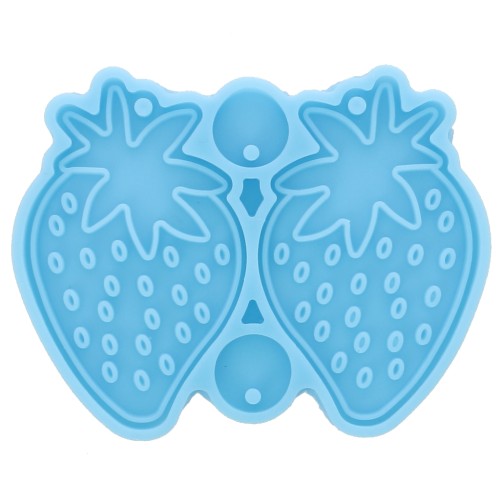 Moule silicone pour réaliser des pendentifs fraise résine époxy & poudre céramique