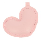 Pendentif coeur bombé 46x47 mm en similicuir - Rose clair x1|raw }}