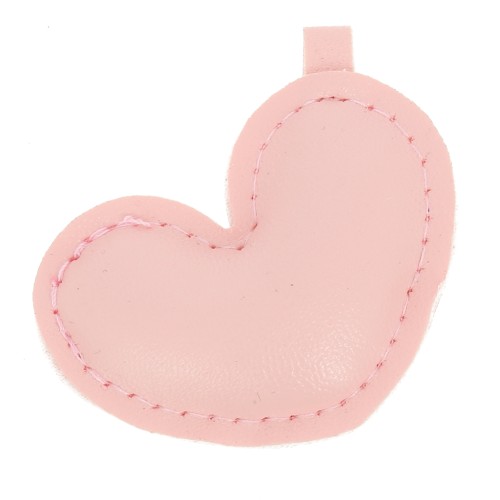 Pendentif coeur bombé 46x47 mm en similicuir - Rose clair x1