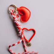 Pendentif coeur bombé 46x47 mm en similicuir - Rose clair x1