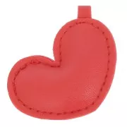 Pendentif coeur bombé 46x47 mm en similicuir - Rouge x1