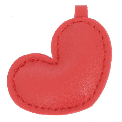 Pendentif coeur bombé 46x47 mm en similicuir - Rouge x1
