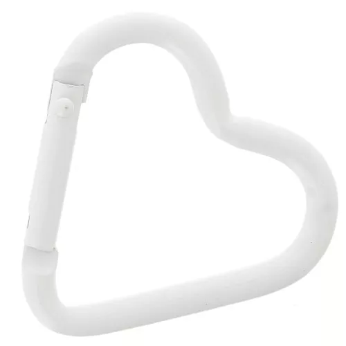 Fermoir mousqueton coeur 42x44 mm en aluminium - Blanc x1