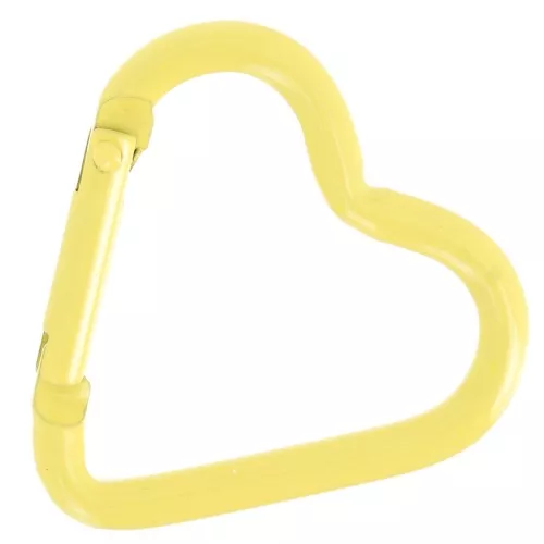Fermoir mousqueton coeur 42x44 mm en aluminium - Jaune x1