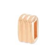 Poussoir rectangle strié pour lacet 5 mm doré rose x1