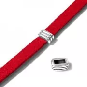 Poussoir rectangle strié pour lacet 5 mm doré rose x1