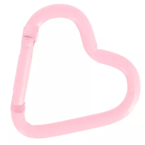 Fermoir mousqueton coeur 42x44 mm en aluminium - Rose clair x1