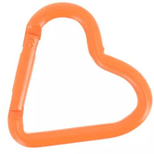 Fermoir mousqueton coeur 42x44 mm en aluminium - Orange x1